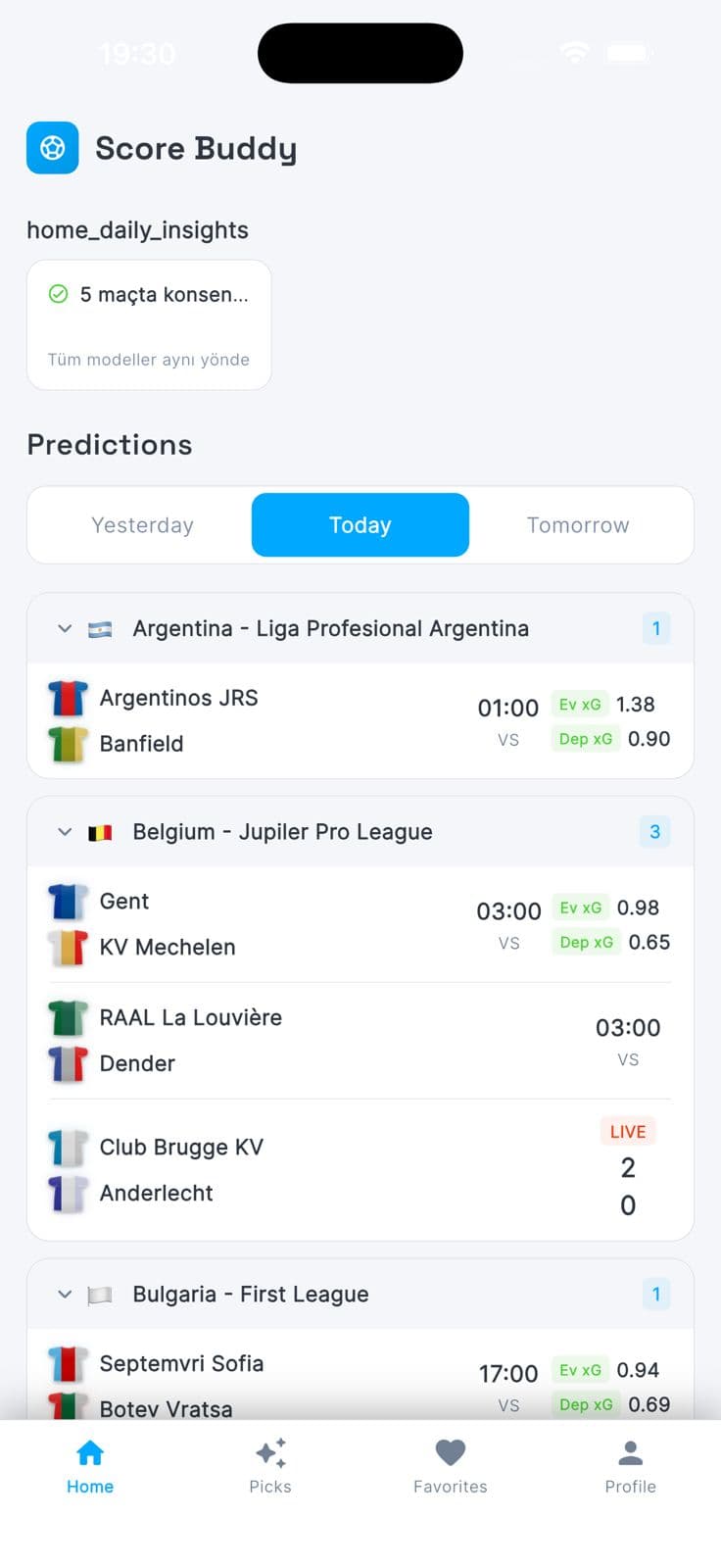 xG breakdown for every upcoming match.